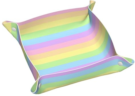 Arcobaleno pastello a strisce, Vassoio portaoggetti in pelle Organizzatore di gioielli Vassoio raccoglitore da tavolo, Piastra organizer per comò,M