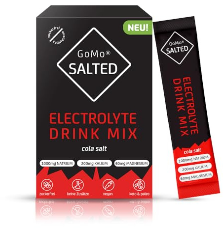 GoMo SALTED Hydration Aid | Electrolytes sans sucre | Amélioration de l'absorption de l'eau & hydratation rapide | 30 portions de poudre d'électrolytes avec du sel des Alpes suisses | Goût de cola
