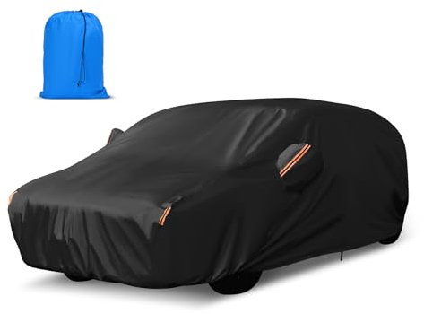 10 Layers Car Cover Waterproof, Outdoor Full Car Cover, Waterproof Universal Fit for VW GOLF MK4/5/6, Benz W202, FORD Focus, Kia Rio Sedan Etc. 450cm Black Thickened, Autumn/Winter