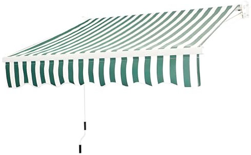 Markisenbespannung Markiese Ersatzstoff Markisenvolant Gestreift Markise Markisen Ersatzvolant Manuelle Sonnenmarkise 2x1.5m (6.5x4.9 FT) Wird Als Sonnenschutz, UV, Regen Schnee Kein Rahmen Grün(Green