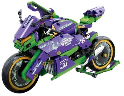 DelightCube Technik violett Motorrad Bausteine Set, 998Teile Technik Rennen Motorrad Bausteine Bauset, MOC Klemmbausteine Supermotorrad Modell für Kinder Erwachsene