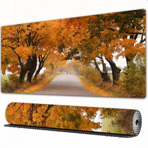 FEHWI Mauspad 80×30 cm Verlängertes großes Mauspad Schreibtischauflage,Valentinsmuster mit Blumen und bunten Herzen (2),genähte Kanten Gaming Mauspad,rutschfeste Gummibasis