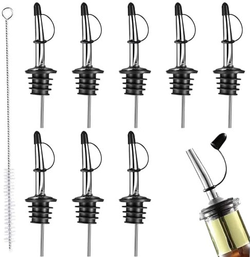 CATOR 8 Pezzi beccuccio olio per bottiglia, Versatore E Dosatore Conico In Acciaio Inossidabile Con Guarnizione In Gomma Per Bottiglie, Ideale Per Bar, Pub, Bistrot, Casa