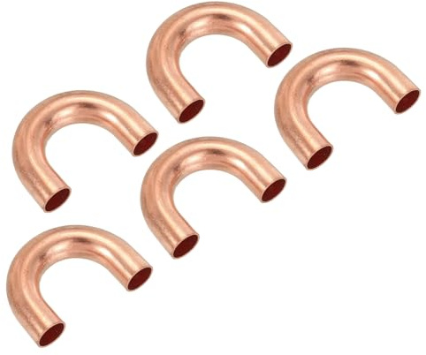 PATIKIL 5/16 OD 22x33mm Elbow Copper Pipe Fitting, 5Pcs 180 Degree Bend Welding Sweat Solder Connection for HVAC Air Conditioner Plumbing