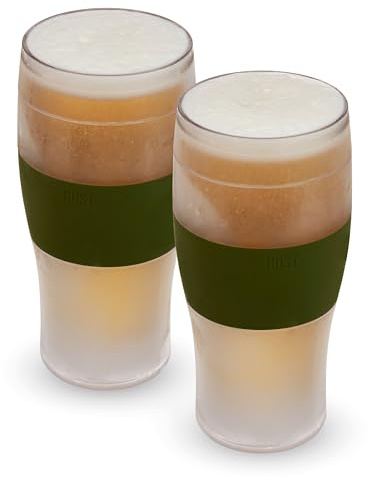 Host FREEZE - Juego de vasos de cerveza congelados, vasos de cerveza congelables, vasos de pinta aislados para mantener tus bebidas frías, vasos aislados de doble pared, regalo para papá, 16 onzas