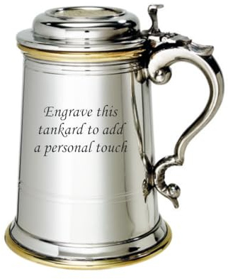 Wentworth Pewter Boccale in peltro e ottone con coperchio pesante Celtic Gold da 1 pinta – Boccale da birra o boccale tradizionale celtico – Incisione disponibile (con incisione)