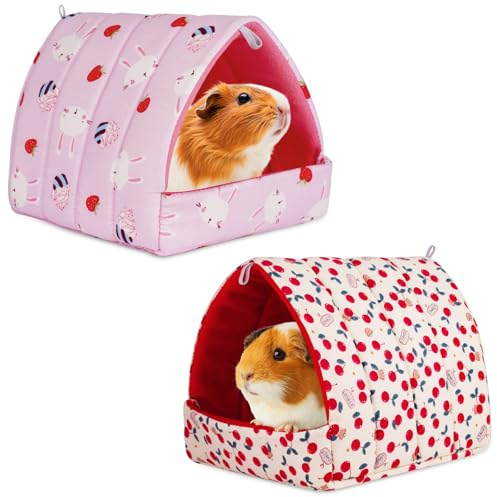 HOTUT Letto per porcellini d'India,2 pezzi Accogliente casetta per criceti e porcellini d'India,Cuccia per Conigli con Anello,Casa per piccoli animali domestic per conigli nani, cincillà, lucertola