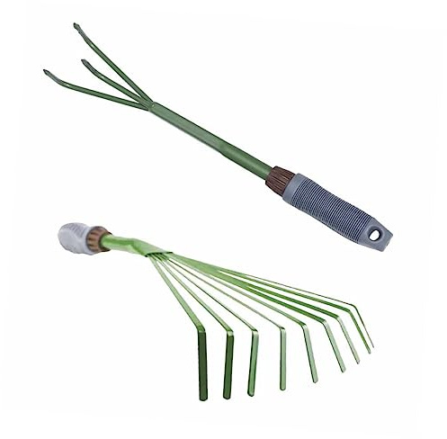 AKOOSY 2 pièces Outils de Jardinage Râteau Portable Multifonctionnel pour Sol et Jardin Pratique et Ergonomique