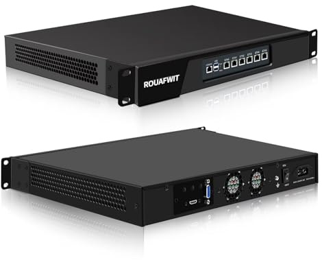 ROUAFWIT 1U Firewall Appliance, 19 Inch, N100, OPNsense, Network Rackmount, 6 x 226-V 2.5GbE LAN, VGA, HD, Console, USB3.0, DDR5 32G RAM 512G SSD