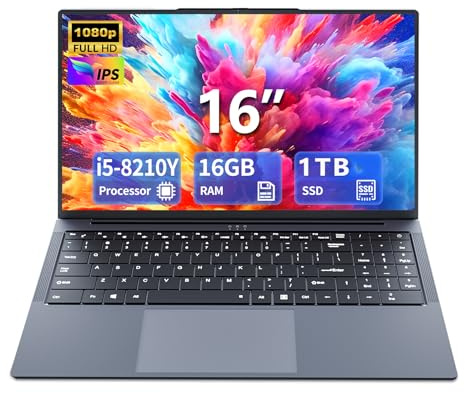 DUNHOO Gaming Laptop i5, 16 inch Laptops, Laptop Computer Up to 3.60GHZ, Traditional Laptops Computers for 16GB RAM TSD, Business Lap top Full HD 1920X1200 Display 180 Angle Opening WiFi 5 Win 11 Pro