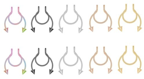 10 St 20g Falska Näsringar, U-Ring Clip-On Rostfritt Stål Septum Smycken Icke-Piercing Brosk Falsk Ring för Kvinnor Män