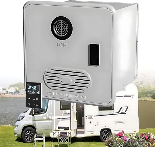 Chauffe-eau électrique sans réservoir for camping-car, chauffe-eau instantané avec affichage numérique, chauffe-eau au propane for camping-car 13x13 pouces, haute altitude disponible(White)