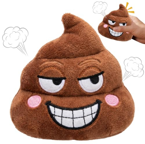 LUKIUP Juguete de broma con forma de caca, hace sonidos de pedos, divertido peluche de caca que habla, ayuda a aliviar el estrés rápidamente, emoticono para entretenimiento en fiestas (A)