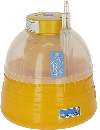 Novital Brutautomat Covatutto 7, Kleiner Brutapparat für Eier von Hühnern/Gänsen/Enten/Truthähnen/Wachteln, Mit integriertem Wasserbecken und Temperaturkontrolle