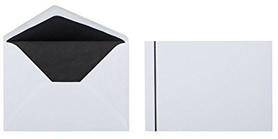Paper24 100 Trauerbriefumschläge, Kuverts mit schwarzem Streifen und Innenfutter im Format B6 (125 x 176 mm), Farbe: Weiß