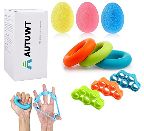   Premium Fingertrainer Klettern Ball Handtraining Handtrainer Set Hand Grip Trainer Strengthener Finger Exerciser Griffbälle Finger Stretcher Silikon zur Stärkung der Finger und Unterarme (9pcs)