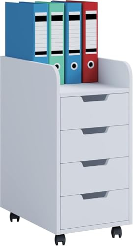 VCM Rollcontainer | Beistellcontainer mit 4 Schubladen | Maße ca. H. 65 x B. 33 x T. 40 cm | 4 leichtgängige Schubladen | Bürocontainer - Konal Mini