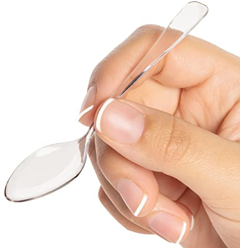 Loreso Plastic 50CT Mini Clear Dessert Spoons For Miniature Dessert Cups, Tasting Party, Sampling, Ice Cream, Small Catering Supplies - Reusable BPA Free Pack of 50