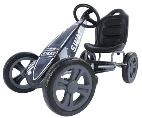 Hauck Cyclone Pedal Go Kart with Adjustable Bucket Seat for Kids Ages 4 to 8, S.W.A.T.