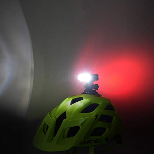 WASAGA Casco da bicicletta leggero, 200 Lumen LED Casco da Bicicletta Luce 3 Modalità USB Ricaricabile Impermeabile Faro Anteriore Bici e 5 Modalità Luce Posteriore Bici