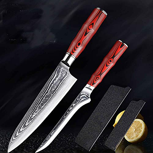 Muxel Damastmesser Küchenmesser Set 2er Set Kochmesser und Ausbeinmesser scharf für den Profi und Hobbykoch VG10 Edelstahl 67 Lagen