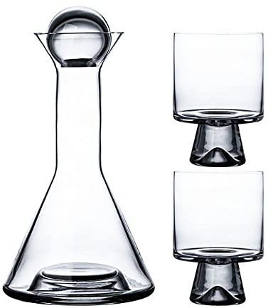 HALAWAKA Lead-Free Crystal Glass Wine Decanter Water Pitcher Kettle Water Jug Pot Carafe with Wooden Ball for Red Wine Hot/Cold Water Juice Ice Tea and Beverage