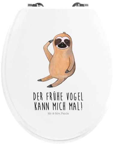 Mr. & Mrs. Panda Motiv WC Sitz Faultier Vogel - Geschenk, Morgenmuffel, Faultier Deko, Lieblingstier, Faultier Geschenk, früher Vogel, Klodeckel,