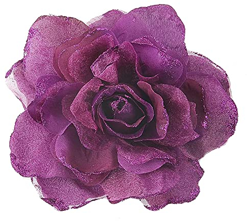 KABELIF 16CM Groß Blume Haarspange Haarblume Rose Brosche Blume Kopfschmuck Haarschmuck Boutonniere Handgelenksblume für Party Strand Hochzeit (Violett)