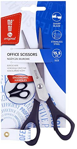 Amex Mebobe kontorssax – mångsidig kontorssax i rostfritt stål med bekvämt handtag – sax rostfri – multifunktionssax – design universalsax – svart 15,5 cm