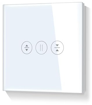 LIAONFOY WIFI Touch Rolladenschalter Wlan Jalousieschalter Sensor Glas Touchscreen Weiß Smartphone Steuerung mit Alexa Tuya Google home 90-250V 2.4GHz Neutrale Linie erforderlich