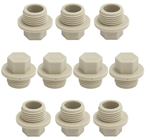AERZETIX - Set di 10 Tappi Filettati Maschio 1/2 per Tubo Acqua in PPR Polipropilene - Impianto Idraulico Riscaldamento Sanitario Sistema di Alimentazione Raccordo Circuito Freddo Caldo - C66838