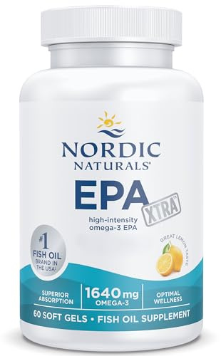 Nordic Naturals EPA Xtra 1.640 mg, Omega-3-Kapseln mit Omega-Fettsäuren, hochdosiertes Fischöl mit EPA und DHA, Zitronengeschmack, 60 Weichkapseln, sojafrei, glutenfrei