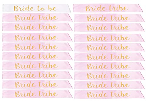 STAY GENT 20Pièces Bride to Be Echarpe Set avec 1pièces Blanc Bride to Be Echarpe + 19pièces Rose Bracelet EVJF Team Bride Écharpe pour Douche Nuptiale et EVJF Accessories Decoration Cadeau