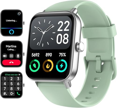 Smart Watch for Men Women - Fitness Tracker [Bluetooth Call&Alexa Built-in] with Heart Rate Monitor, Activity Tracker, Step Counter, Sleep Monitor, Smartwatch for Andriod iOS (Green)
