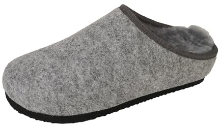 Reissner Lammfelle Hausschuh HS-FEFI Pantoffel Wollvlies | Innenfutter echtes Merino Lammfell, Obermaterial Wollfilz
