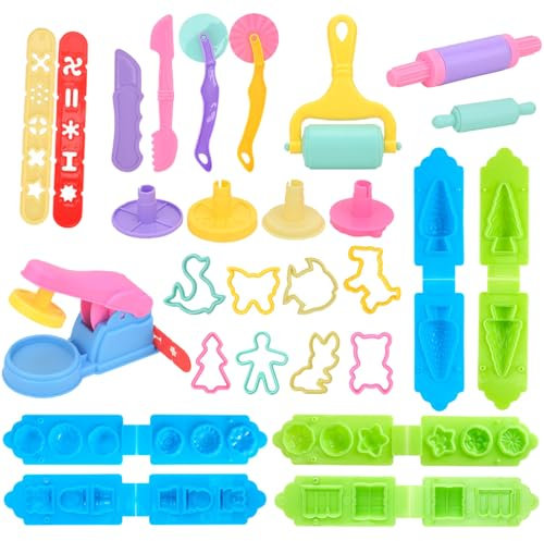 BDSHUNBF Formine per Plastilina, 28 Pezzi, Pasta Modellabile per Bambini, Gioca con Attrezzi Intelligenti