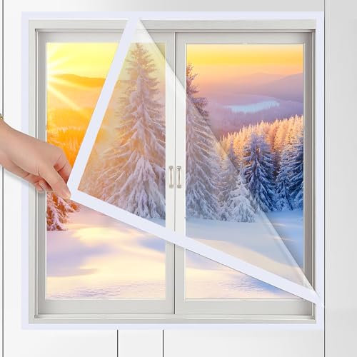Kocusu Fenster Isolierfolie Kit Hohe Transparenz,Thermofolie Fensters Gegen Kälte PVC,Thermo Cover Fenster mit Nylonband,DIY Kälteschutzfolie,Weich Isolierfolie Fenste r Kälteschutz (2 * 3M)