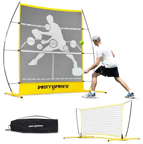 MerryMove Pickleball Practice Rebounder Netz: Tragbarer Pickleball-Rebounder oder 1,8 m Mini-Pickleball-Netz für drinnen und draußen, 2-in-1-Pickleball-Trainer für Dink Volley Training