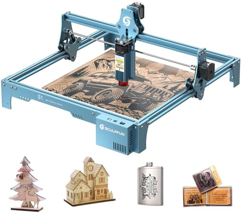 SCULPFUN Macchina per incisione laser S1, 5W incisione laser, incisione del legno, messa a fuoco precisa, incisione laser interamente in metallo, ampia gamma di scultura 410 x 420 mm