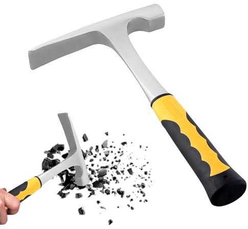 SOUJAP 24oz Carbon Steel Geological Hammer with Skid Handle, Rock Pick Hammer for Fossil, Prospecting, Bricklaying