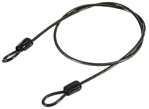 TOP-VIGOR 1 cable de seguridad de acero de 2,5 mm x 1,5 m, cuerda de alambre de seguridad revestida, doble bucle, flexible, bloqueo de cable de seguridad para viajes al aire libre, equipaje, bicicleta