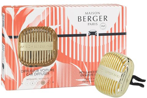 MAISON BERGER Auto-Diffusor Cannelo Sprudelnde Lebensfreude | Metallclip für die Lüftung, Keramik-Nachfüllung Cannelo Sprudelnde Lebensfreude inklusive, passive Diffusion etwa 4 Wochen