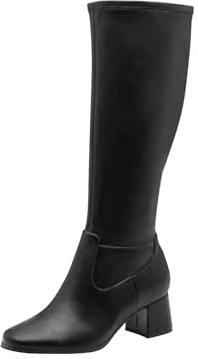 Tamaris Comfort bottes femme à talon bloc hauteur genou, Black, 37 EU