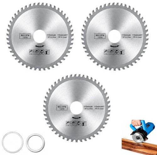 GIONAR 115mm Angle Grinder Wood Blade, 4.5 Carbide Teeth Circular Saw Blade, 40 Teeth for Woodworking, Cutting Disc for Wood, Plastic, Alloy, Carbide Finishing Saws Blade (3pcs)