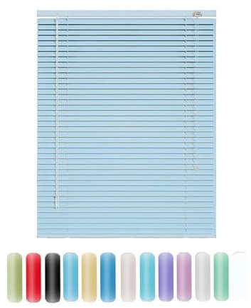 Jalousie Aluminium 25cm 45cm 50cm 70cm 90cm 100cm 120cm 160cm Breit, Alu-Jalousetten, Sichtschutz, Jalousette Horizontale tür Fenster Innen Außen Küche Haushalt(Light Blue)