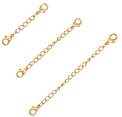 BHSTTNIXP 3 PCS Gold Necklace Extenders,Durable Chain Extender for Necklace Bracelet Anklet Jewelry DIY,Extension Chain for Women Girls