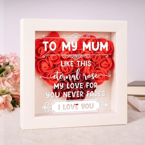 Gifts for Mum, Rose Box Gift, Eternal Roses Plaque | Mum Birthday Gifts, Gifts for Mummy from Daughter Son, Romantic Flower to Best Mum, Christmas, Thanksgiving Day, Mothers Day