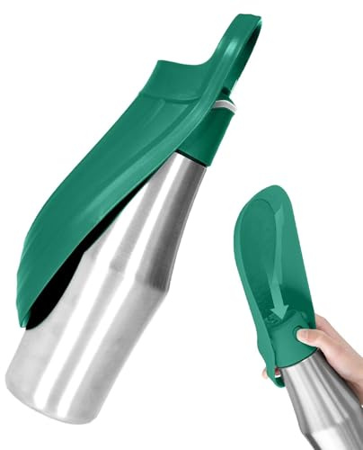 Gourde pour Chien Promenade, 750 ML Distributeur d'eau Chien Voyage en Acier Inoxydable, Pliable Bouteille d'eau Portable pour Chiens et Chats Animaux de Compagnie en Plein Air