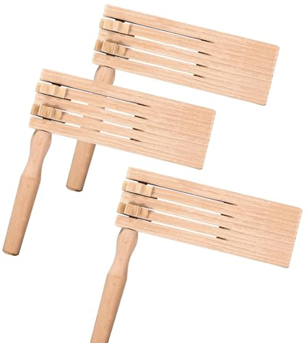 Namalu 3 Pièces Crécelle en Bois Créateur de Sons à Cliquet Hochet Mexicain à Double Cliquet Tournante Mégaphone Instrument de Musique Article de Supporter pour Événement Sportif Match de Football