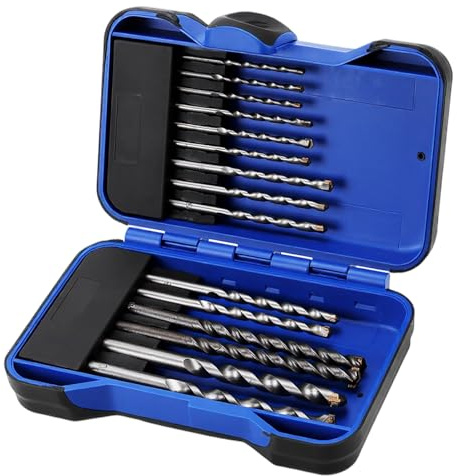 MUNGHOK 15tlg. Betonbohrer Set, 3mm 4mm 5mm 6mm 8mm 10mm Durchmesser Bohrerset mit Aufbewahrungskoffer, Hammerbohrer Steinbohrer Set zum Bohren in Ziegel, Fliesen, Holz, Beton, Naturstein, Mauerwerk